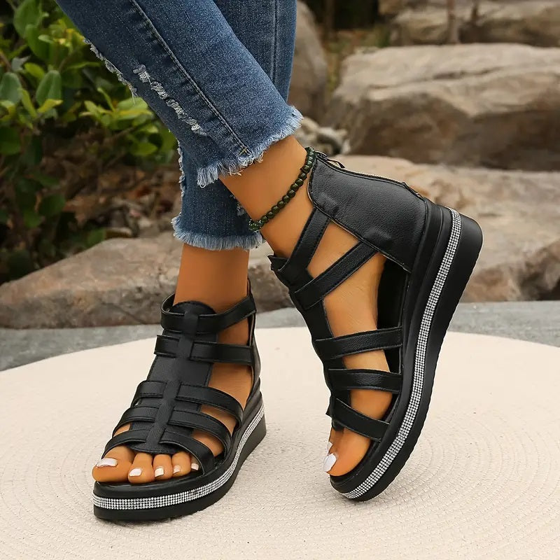 Women's Orthopedic Sandals Rhinestone Detail Adjustable Straps Synthetic Comfort