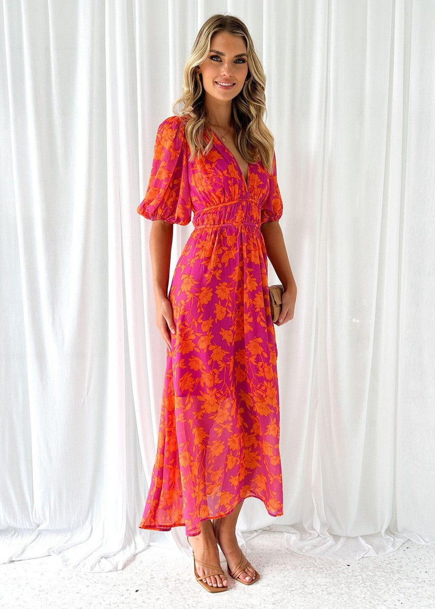 Women's Maxi Dress Floral V-Neck Sleeveless Long Length