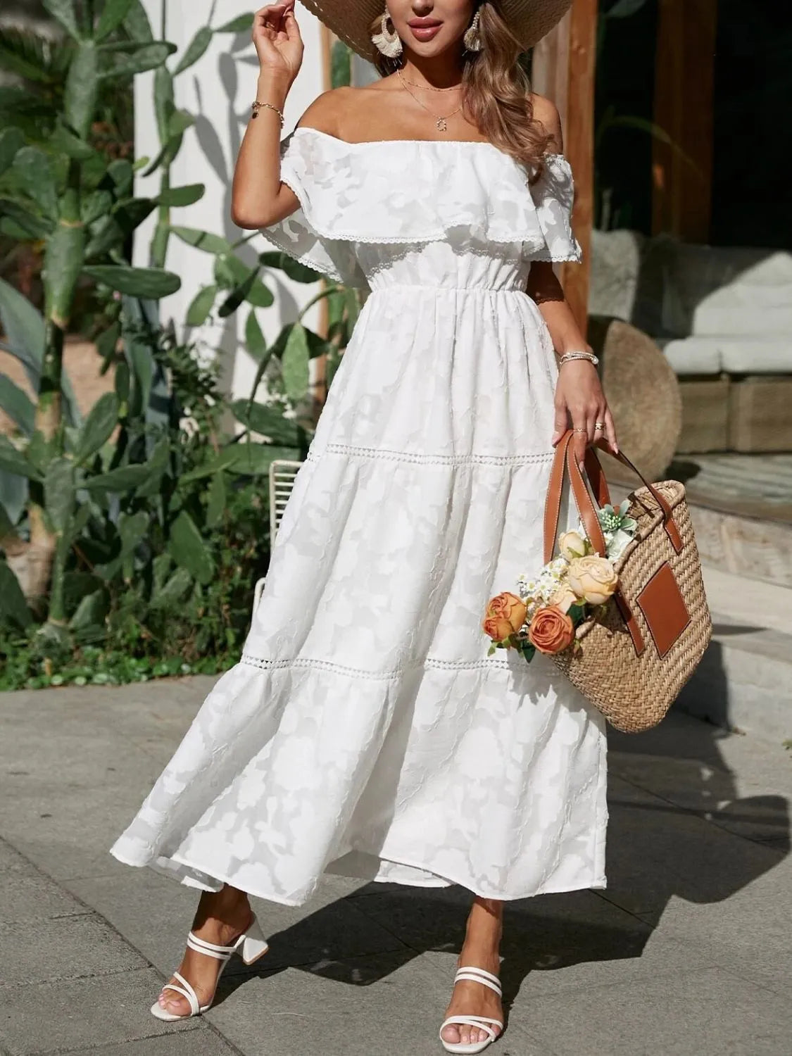 Women's Maxi Dress Off Shoulder Tiered Design