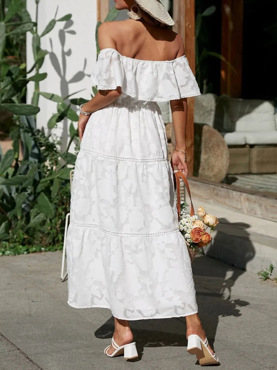 Women's Maxi Dress Off Shoulder Tiered Design