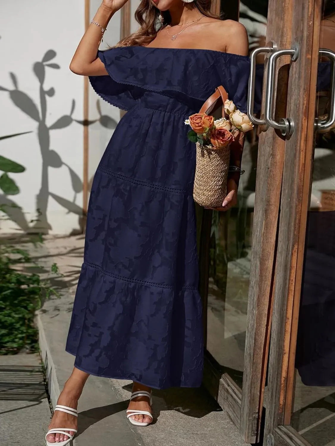 Women's Maxi Dress Off Shoulder Tiered Design