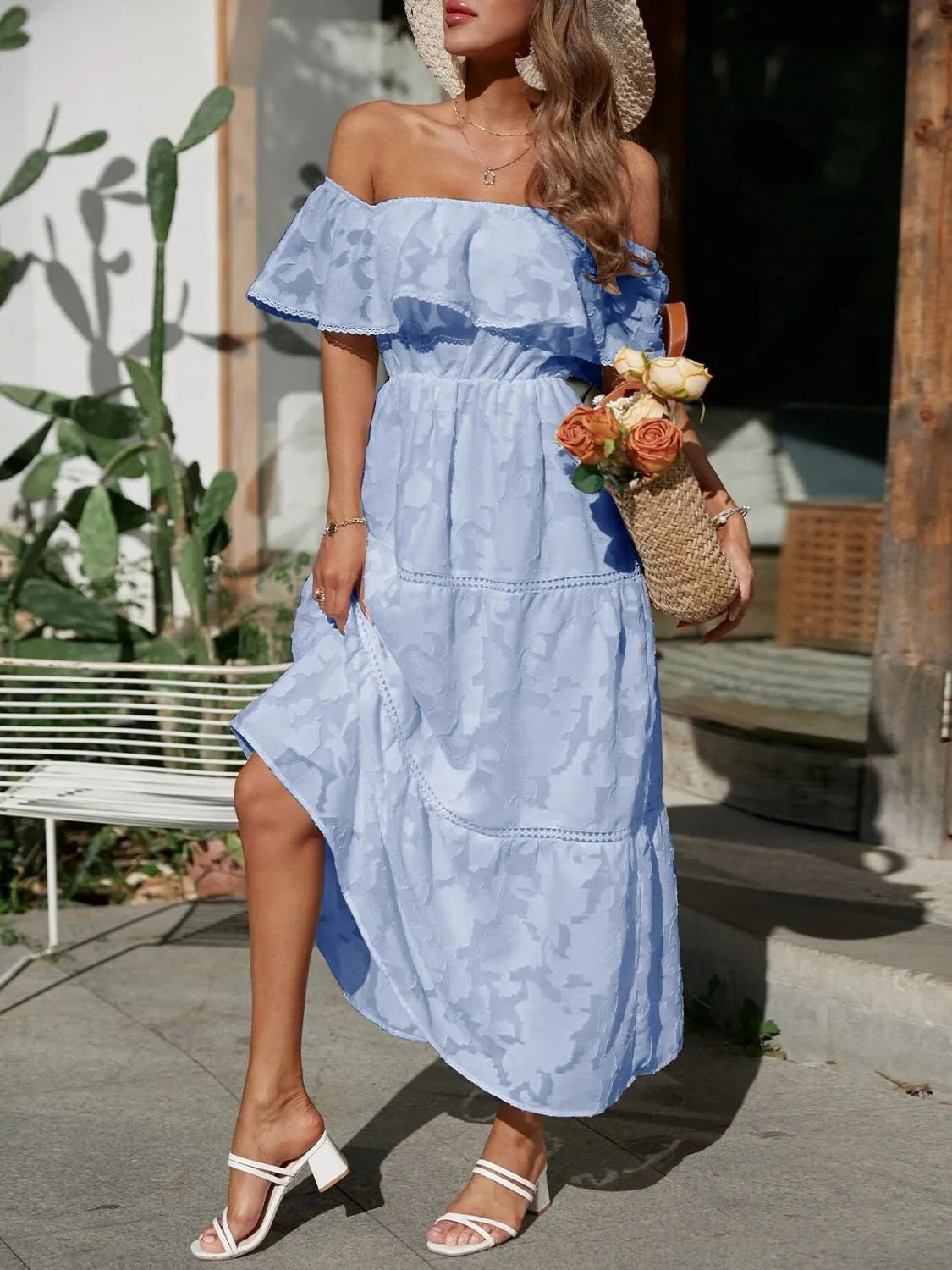 Women's Maxi Dress Off Shoulder Tiered Design