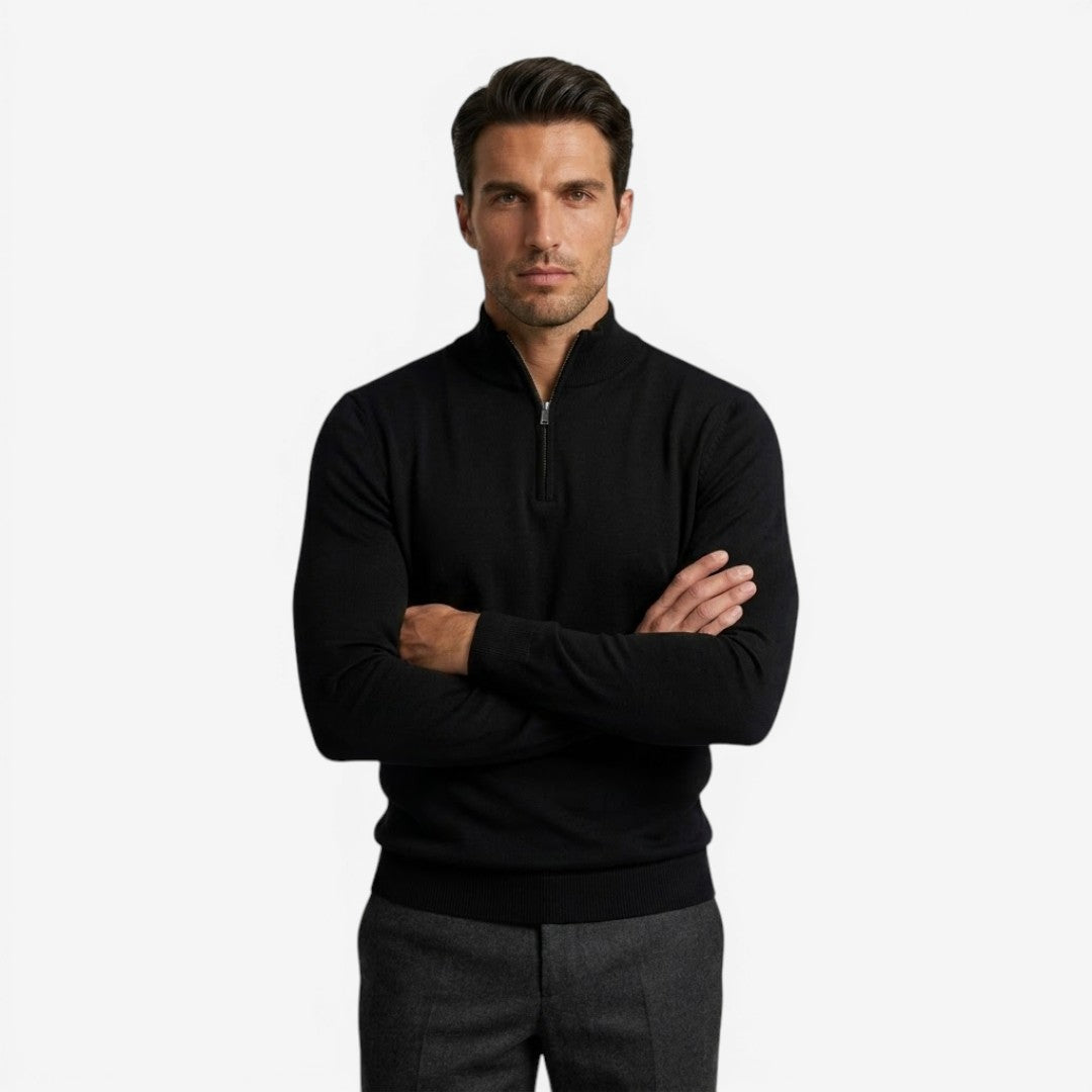 Jorvalore | Men's Casual Knit Quarter Zip Jumper with Warm Comfort