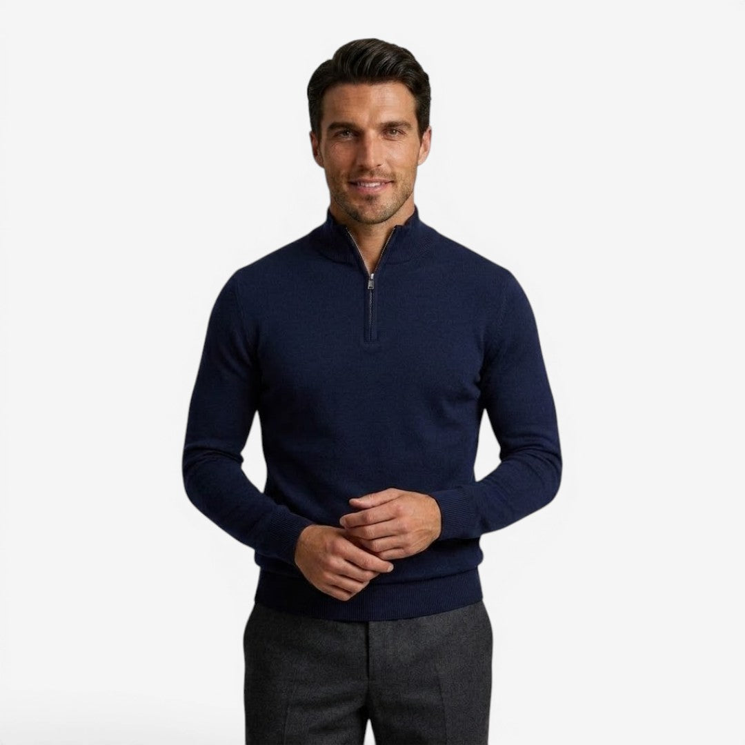Jorvalore | Men's Casual Knit Quarter Zip Jumper with Warm Comfort