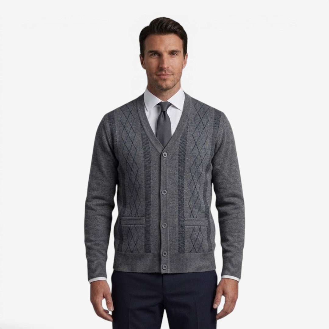Jorvalore | Men's Diamond Knit Cardigan for Business Casual Style