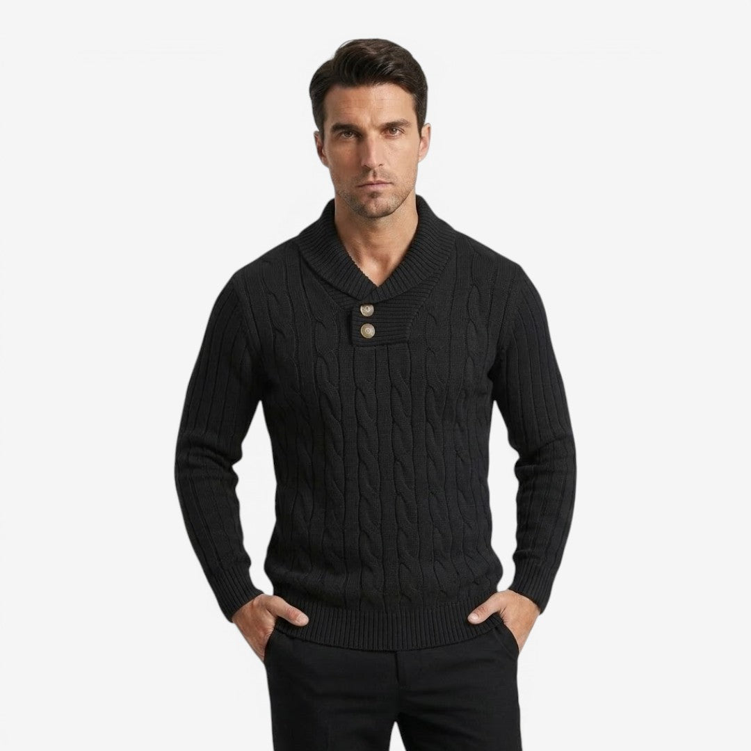 Jorvalore | Men's Ribbed Knit Button Neck Jumper for Autumn Winter