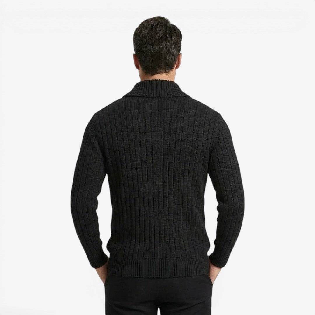 Jorvalore | Men's Ribbed Knit Button Neck Jumper for Autumn Winter