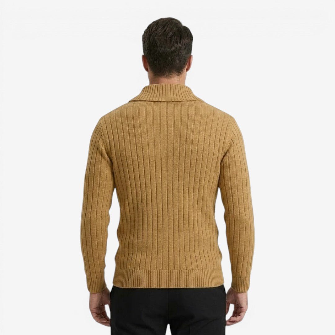 Jorvalore | Men's Ribbed Knit Button Neck Jumper for Autumn Winter