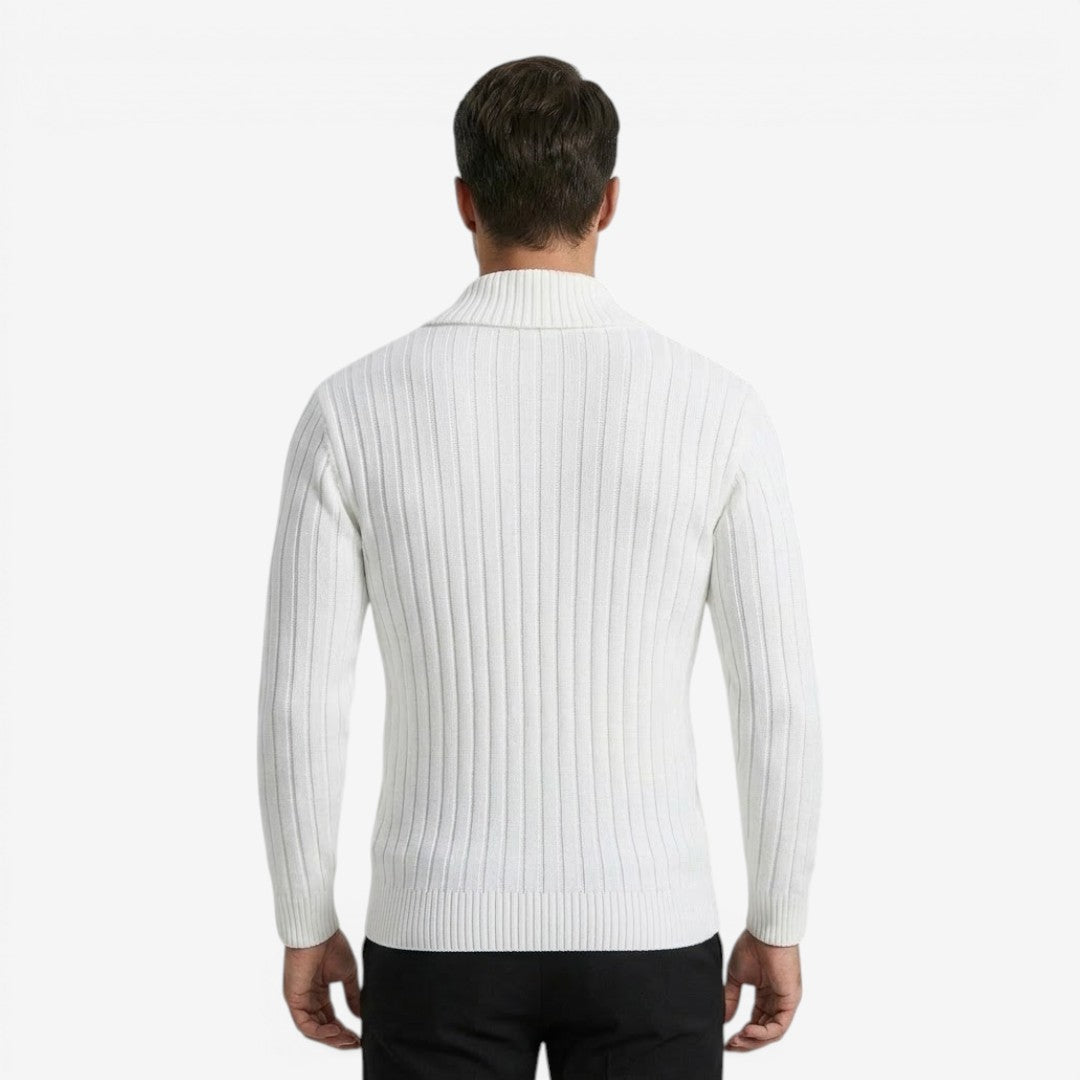 Jorvalore | Men's Ribbed Knit Button Neck Jumper for Autumn Winter
