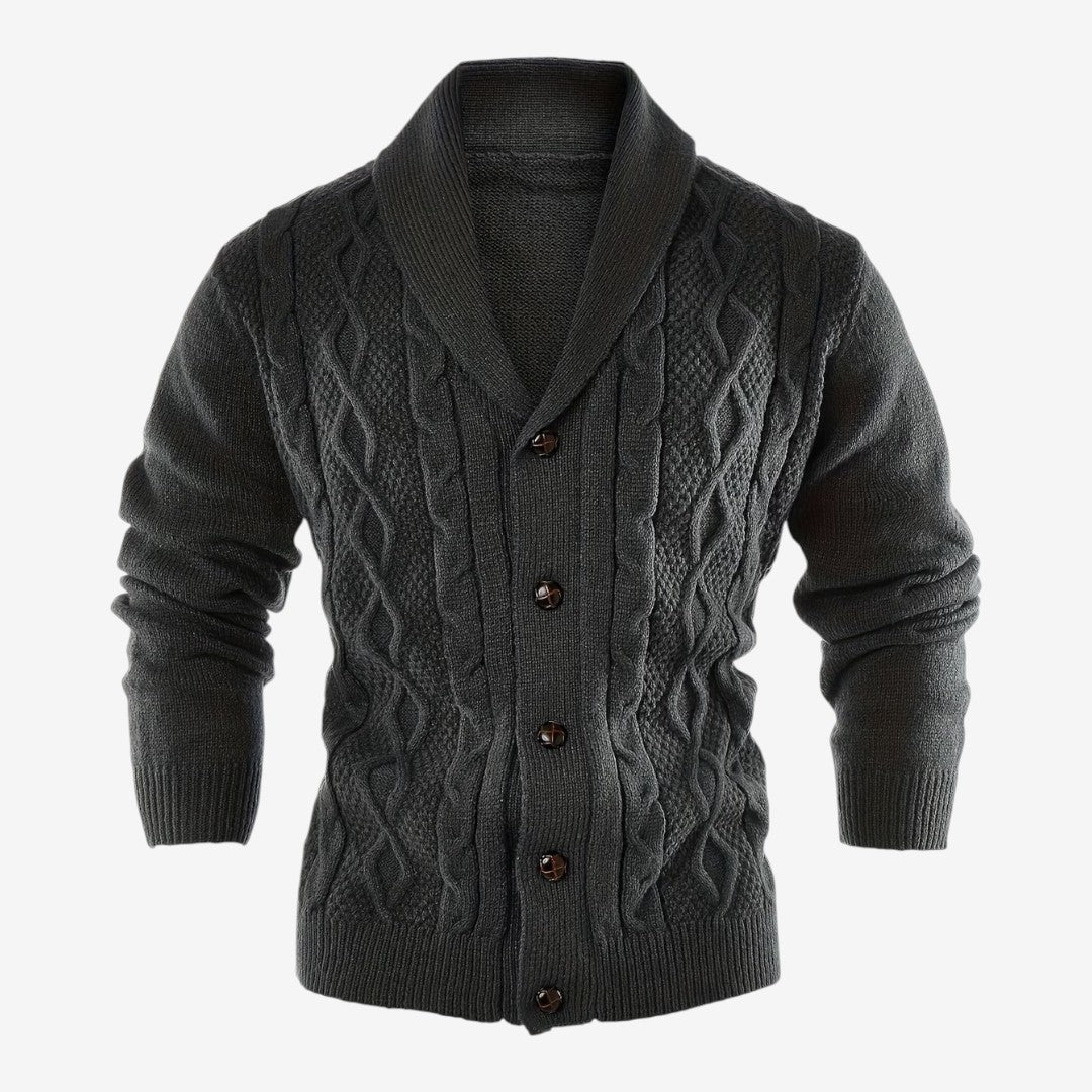 Jorvalore | Men's Shawl Collar Button-Up Cardigan for Winter