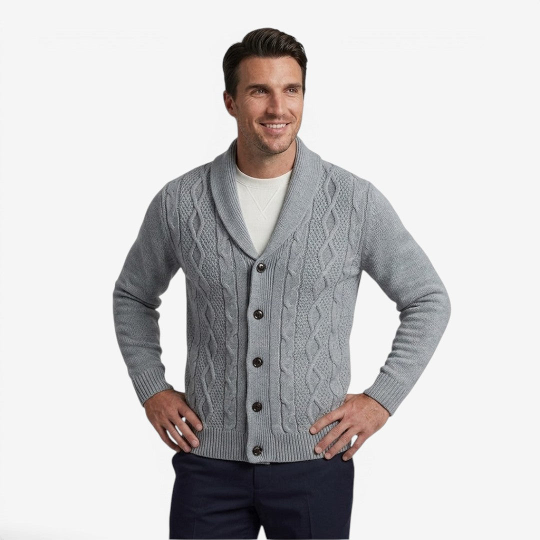 Jorvalore | Men's Shawl Collar Button-Up Cardigan for Winter