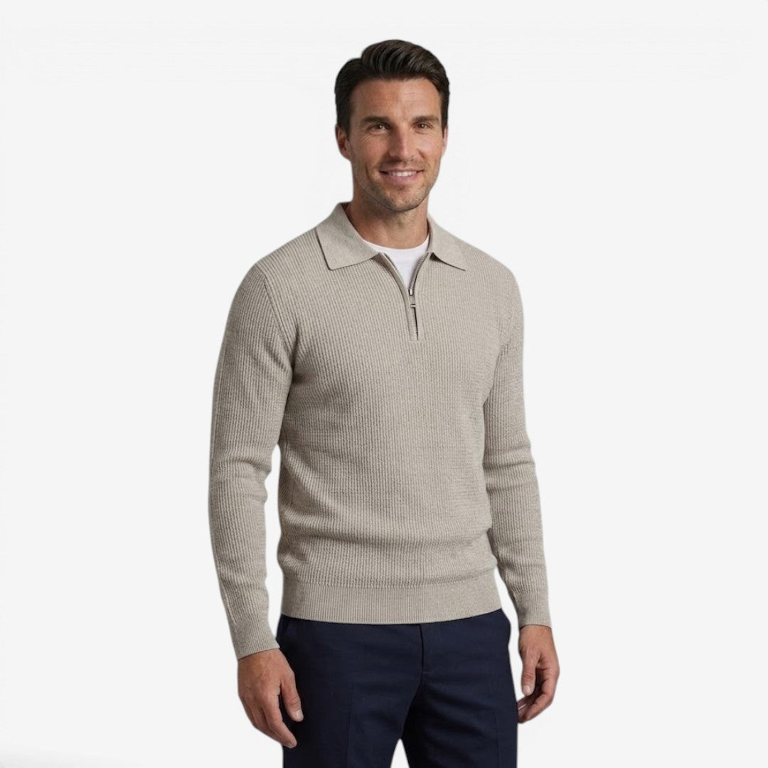 Jorvalore | Men's Warm Quarter Zip Knit Jumper with Stretch Comfort