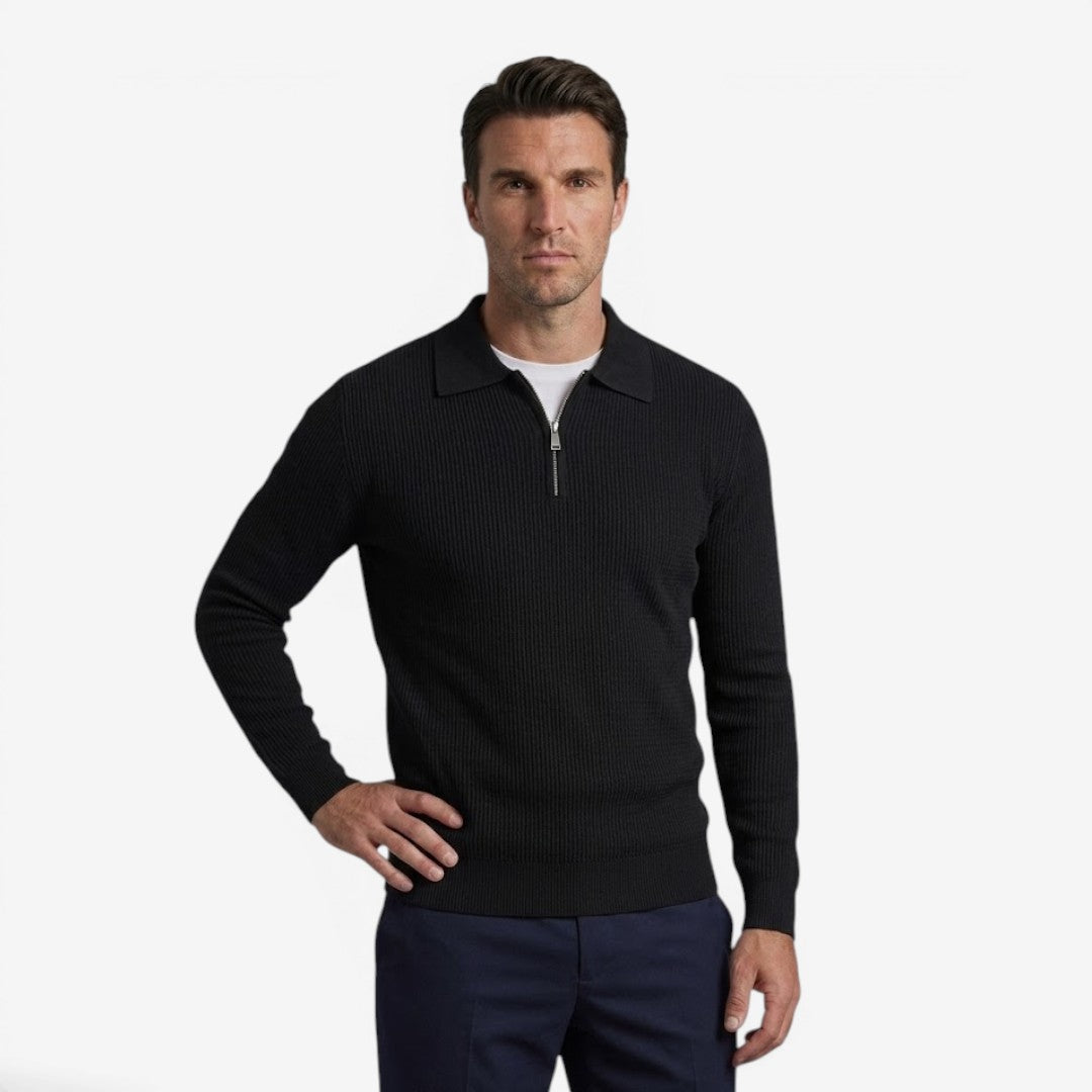 Jorvalore | Men's Warm Quarter Zip Knit Jumper with Stretch Comfort