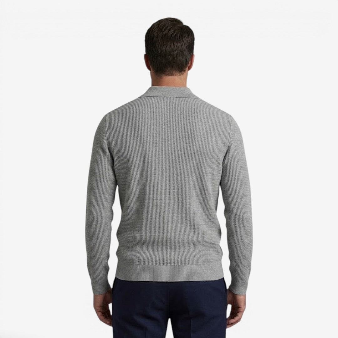 Jorvalore | Men's Warm Quarter Zip Knit Jumper with Stretch Comfort