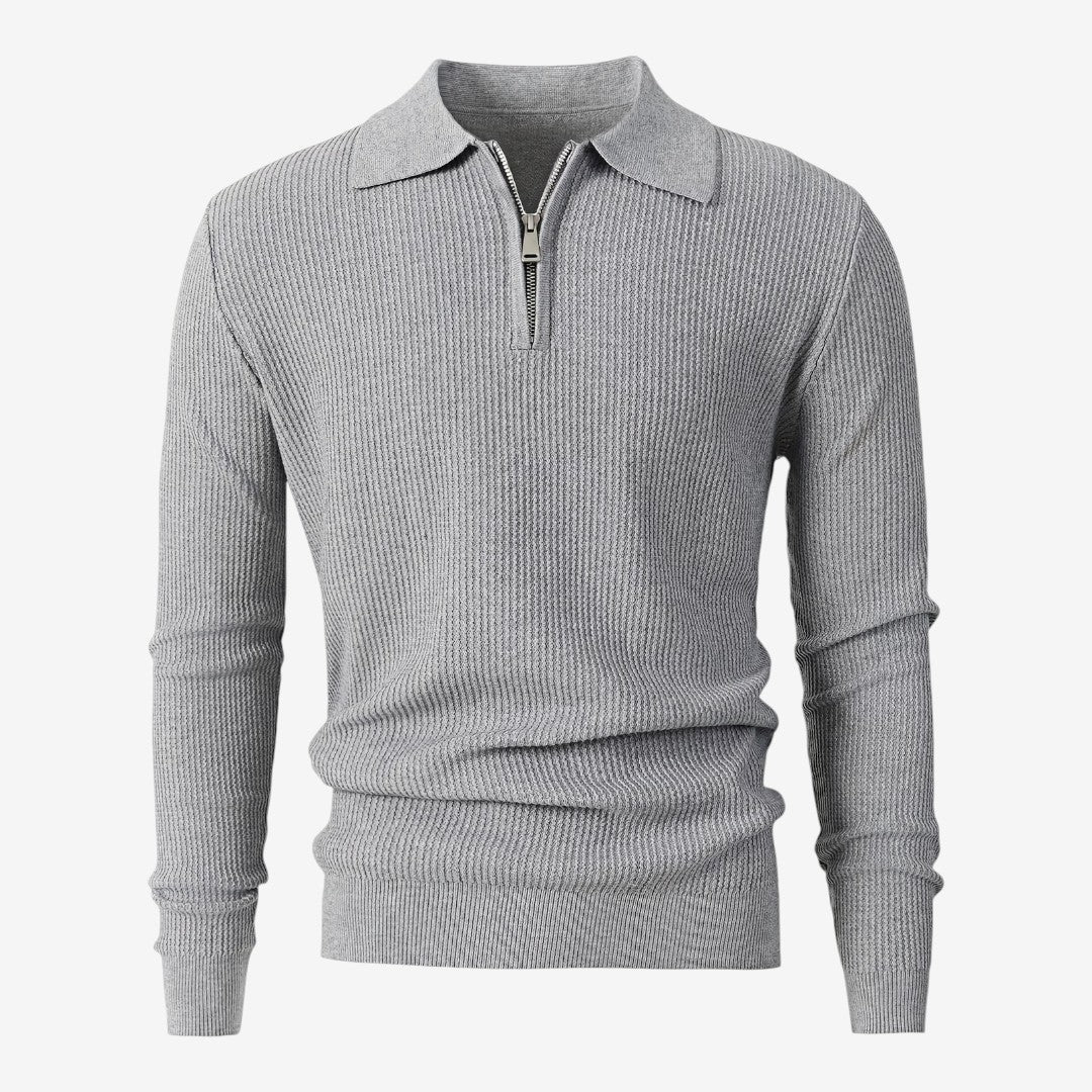 Jorvalore | Men's Warm Quarter Zip Knit Jumper with Stretch Comfort