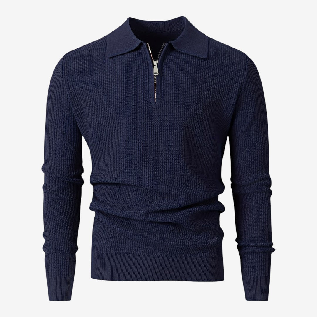 Jorvalore | Men's Warm Quarter Zip Knit Jumper with Stretch Comfort