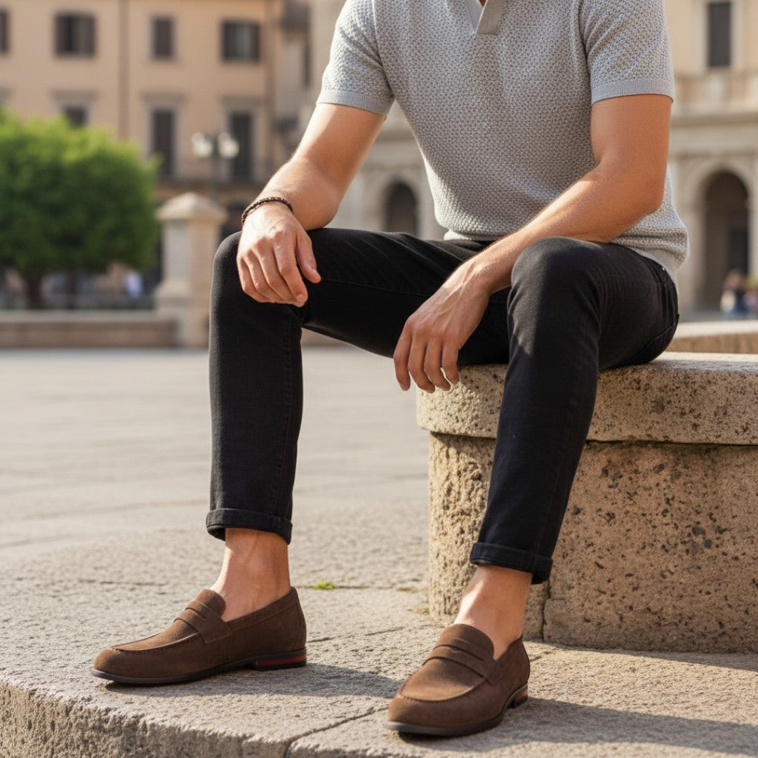 Jorvalore | Men’s Suede Loafers Comfortable Slip-On Shoes for Weddings