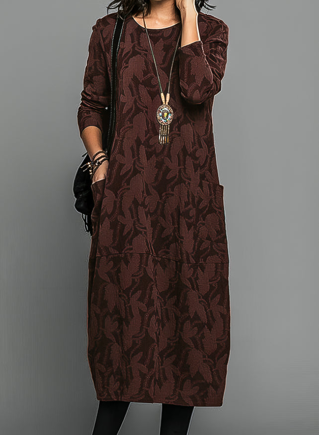 Women's Midi Dress Long Sleeve Printed Floral