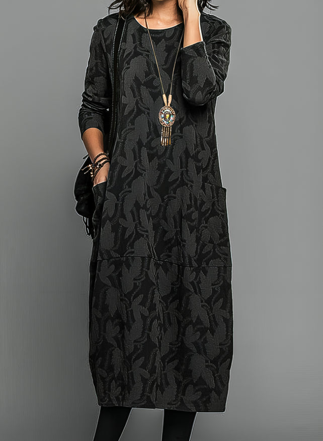 Women's Midi Dress Long Sleeve Printed Floral