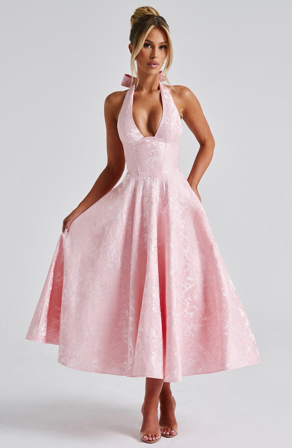 Women's Halter Midi Cocktail Dress
