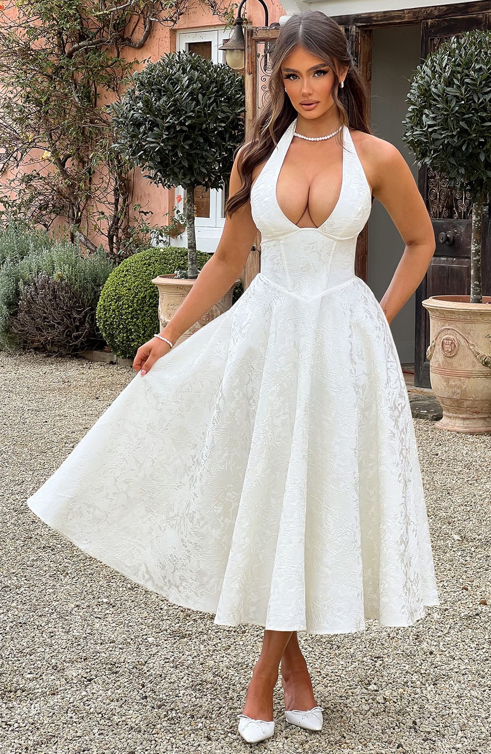 Women's Halter Midi Cocktail Dress