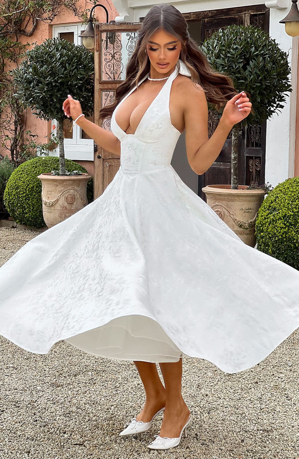 Women's Halter Midi Cocktail Dress