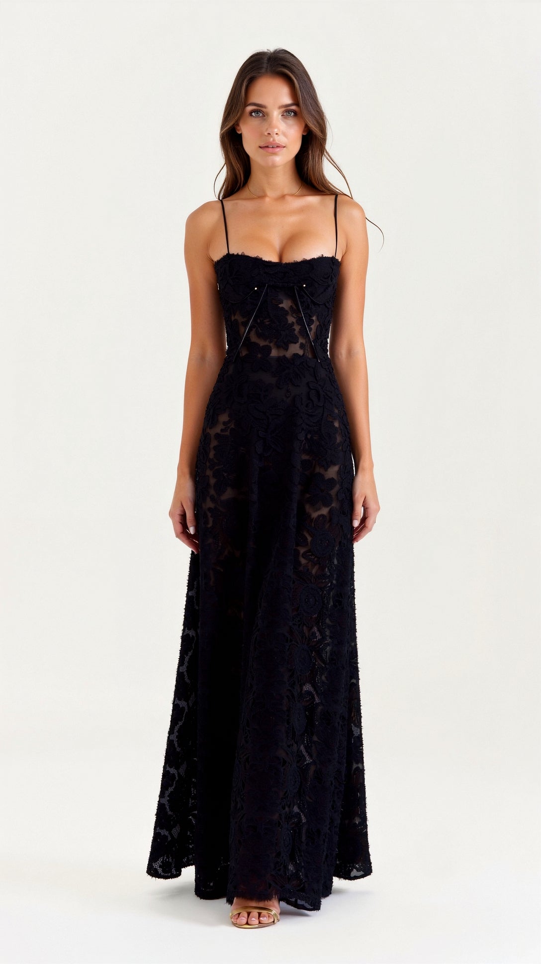 Women's Maxi Dress Bustier Lace Details