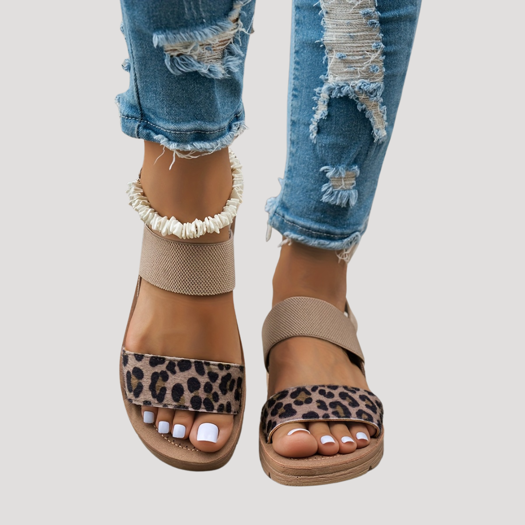 Women's Sandals Leopard Print Cross Strap Casual