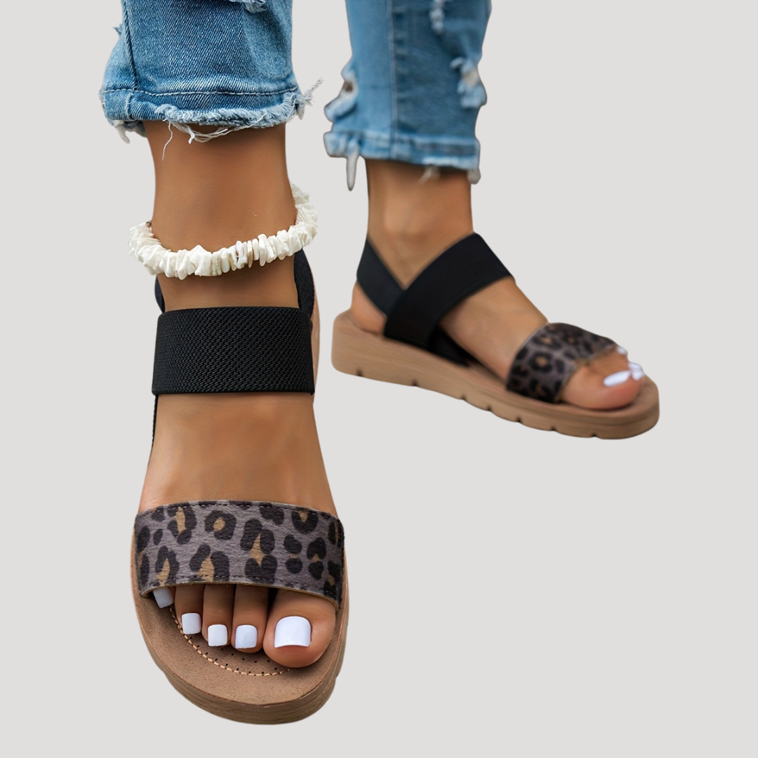 Women's Sandals Leopard Print Cross Strap Casual