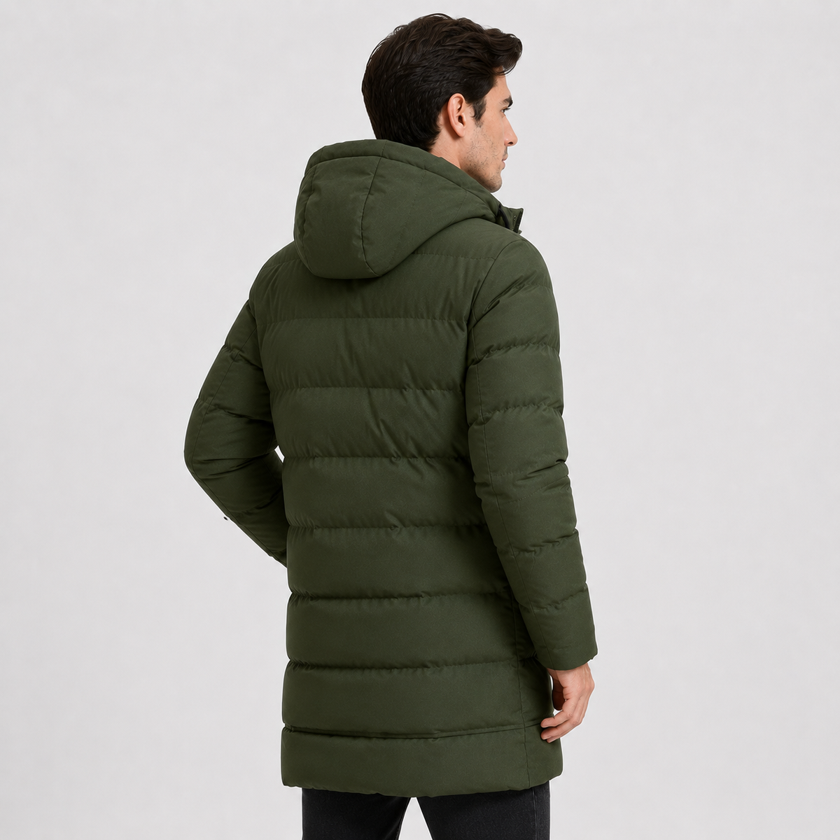 Montviro | Men's Black Puffer Jacket Hooded Warm Winter Coat