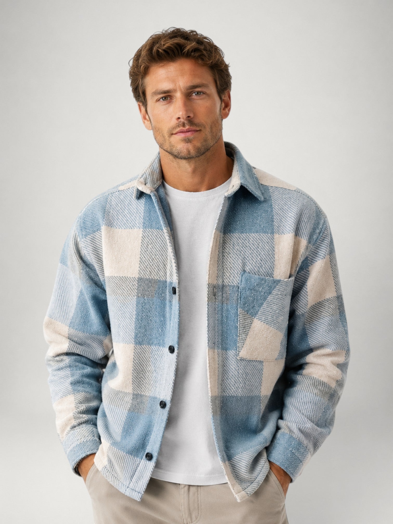 Men's Plaid Flannel Shirt – Long Sleeve Casual Overshirt