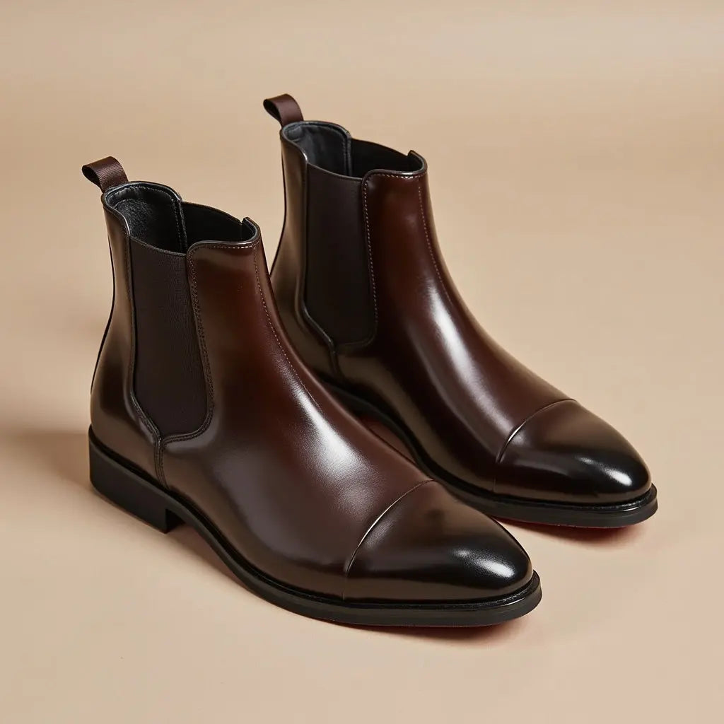 Chelsea Boot Slip On Cap Toe Elastic Panel