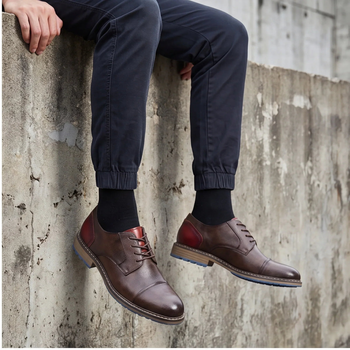 Men's Dress Shoes Leather Cap Toe Derby Lace-Up Formal Business Office 3
