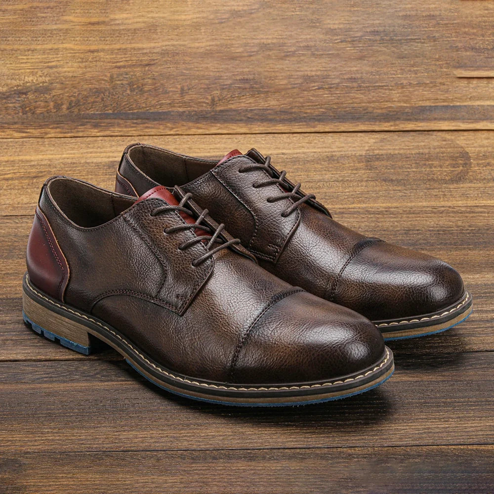 Men's Dress Shoes Leather Cap Toe Derby Lace-Up Formal Business Office 5