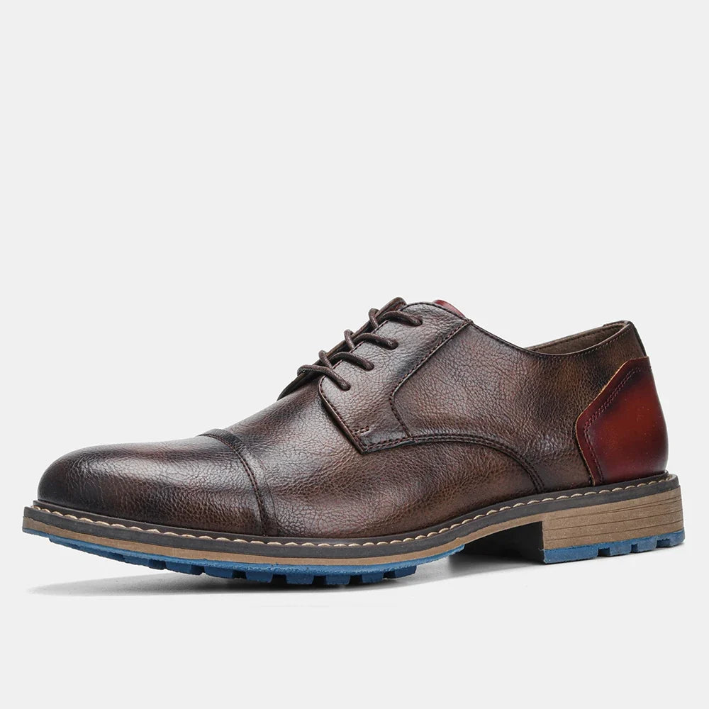 Men's Dress Shoes Leather Cap Toe Derby Lace-Up Formal Business Office 6