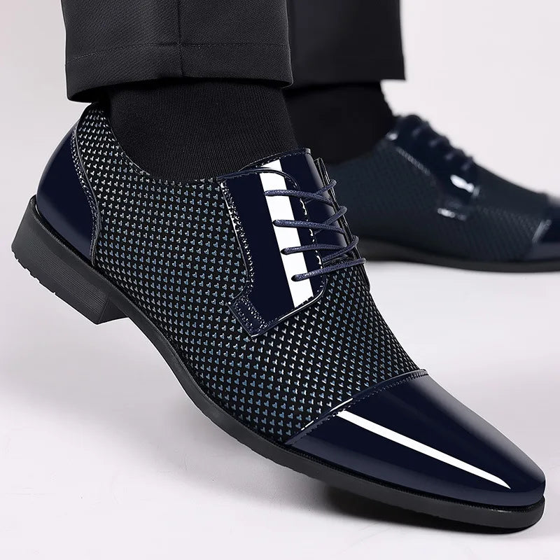 Men's Oxford Dress Shoes Patent Leather Lace-Up Formal Wedding 1