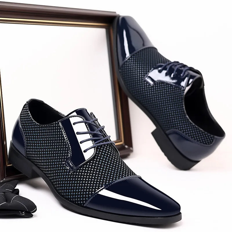 Men's Oxford Dress Shoes Patent Leather Lace-Up Formal Wedding 2