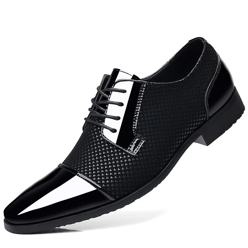 Men's Oxford Dress Shoes Patent Leather Lace-Up Formal Wedding 4