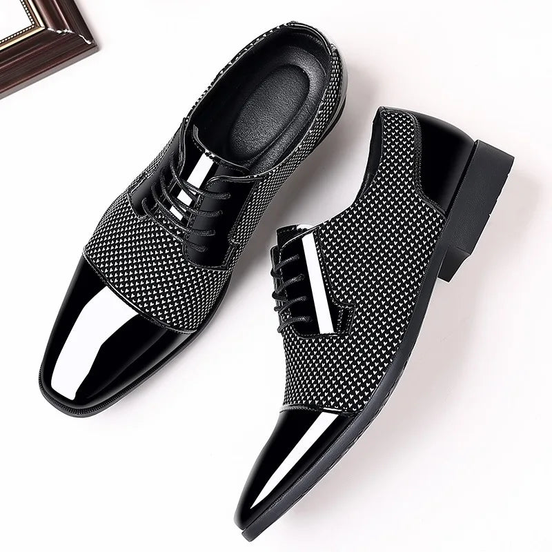Men's Oxford Dress Shoes Patent Leather Lace-Up Formal Wedding 5
