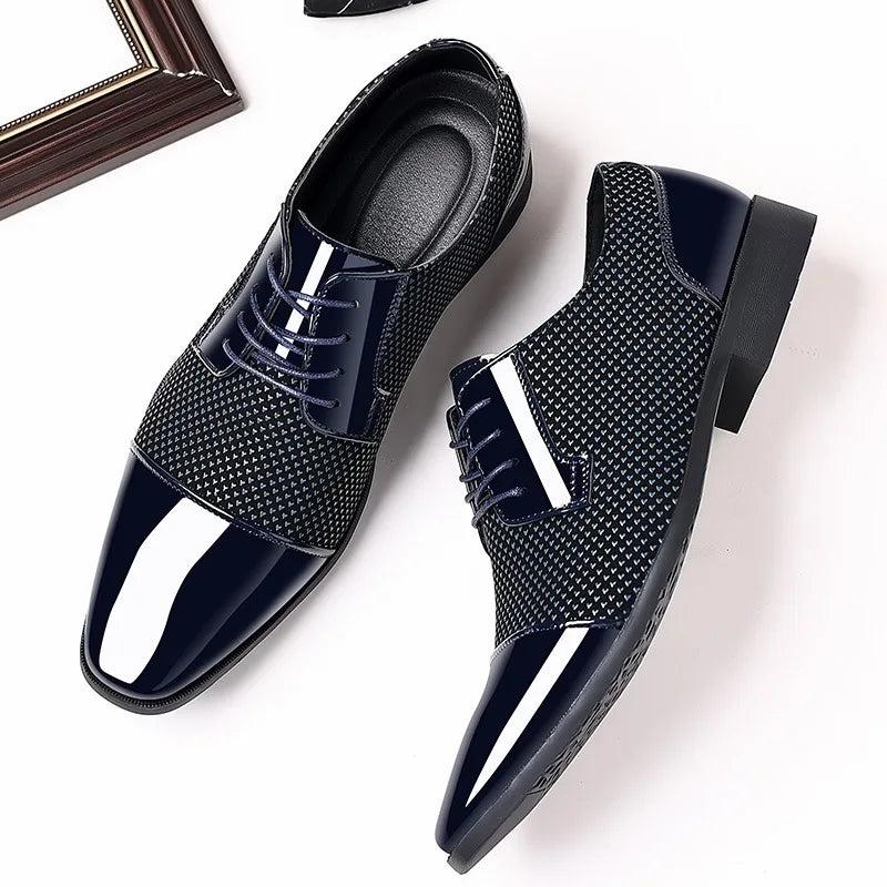 Men's Oxford Dress Shoes Patent Leather Lace-Up Formal Wedding 7
