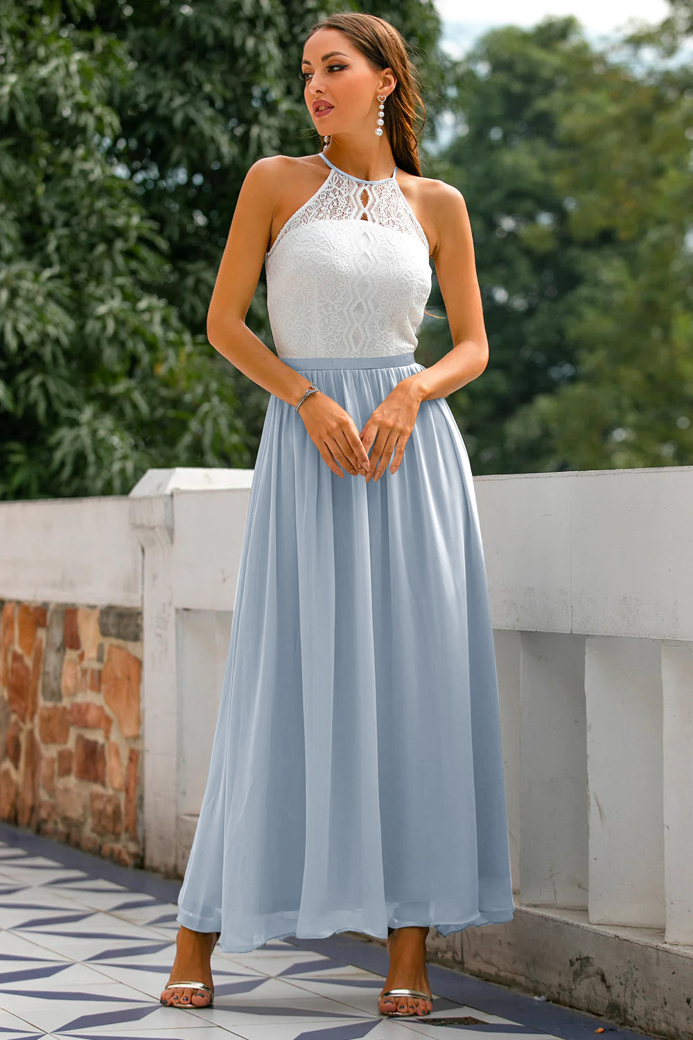 Women's Halter Maxi Dress Flowing Silhouette