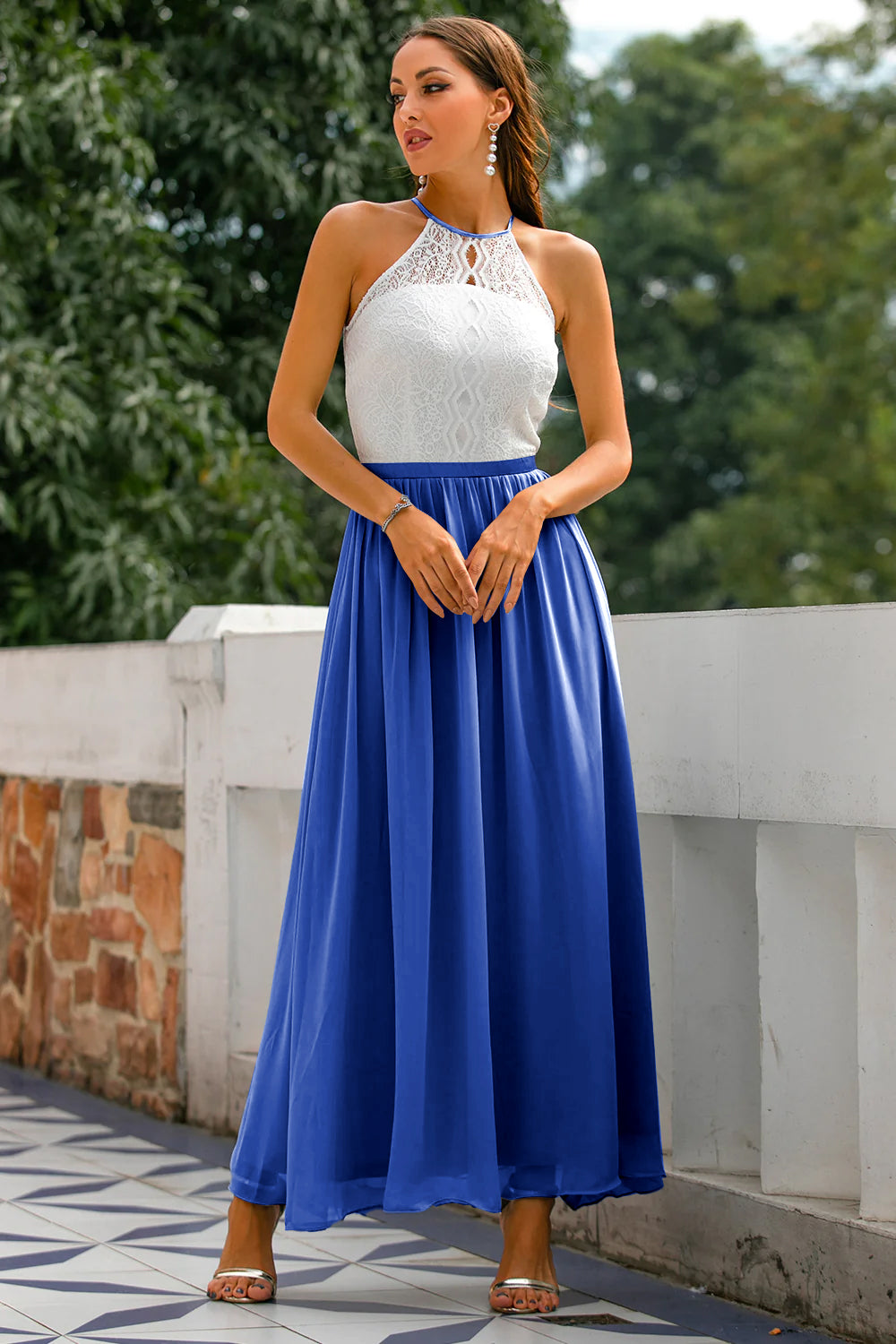 Women's Halter Maxi Dress Flowing Silhouette
