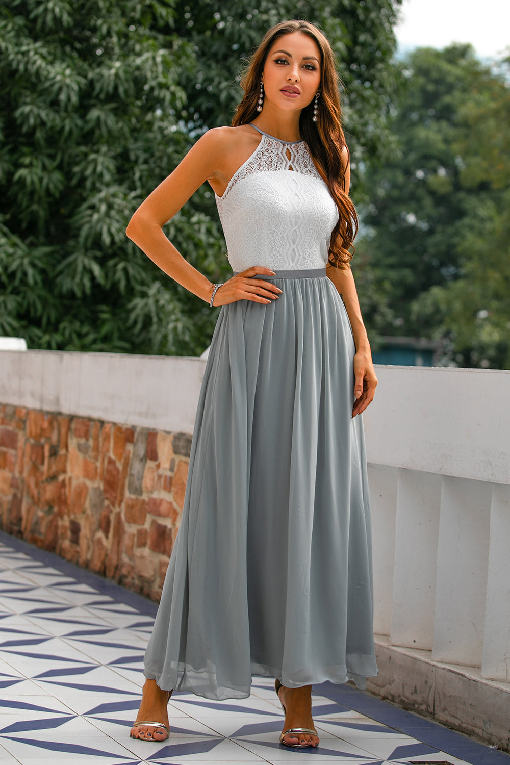 Women's Halter Maxi Dress Flowing Silhouette