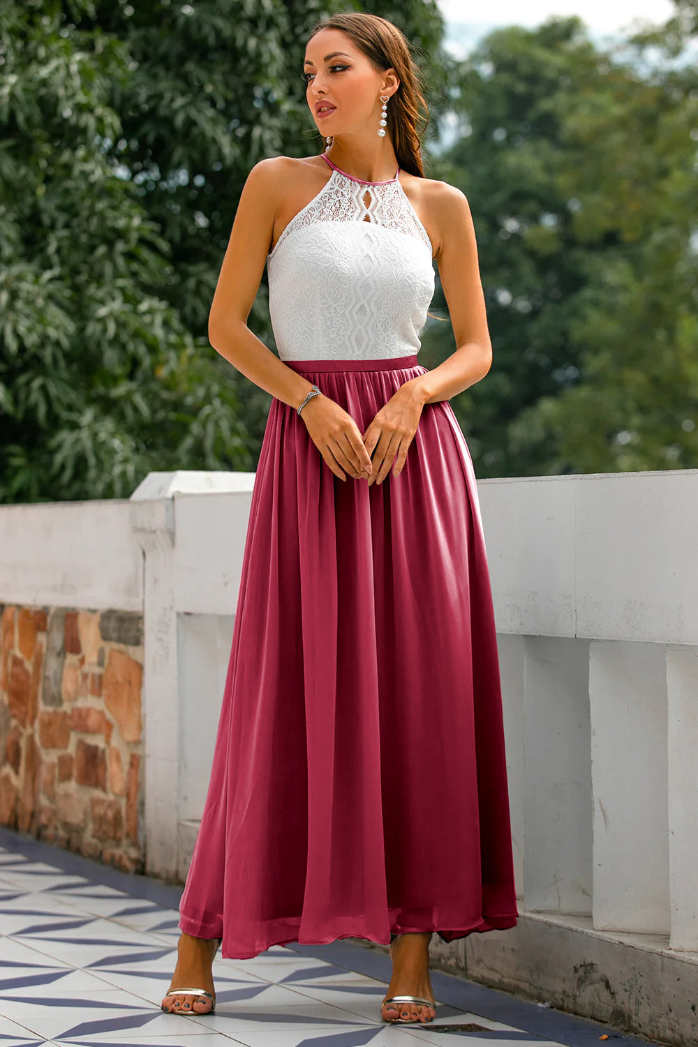 Women's Halter Maxi Dress Flowing Silhouette
