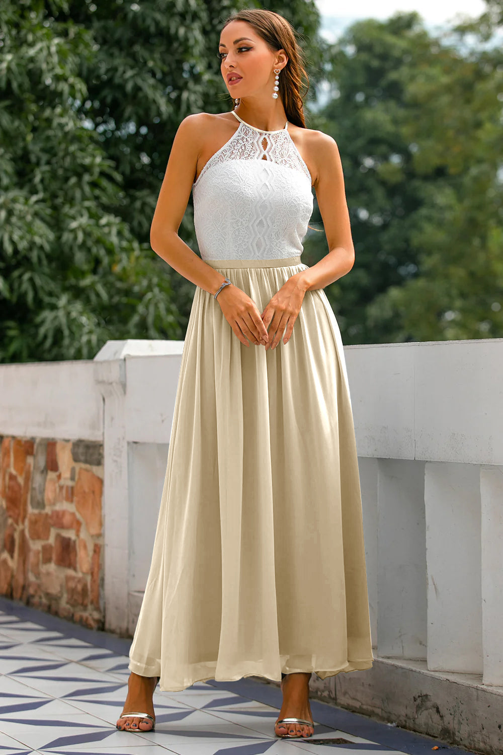 Women's Halter Maxi Dress Flowing Silhouette