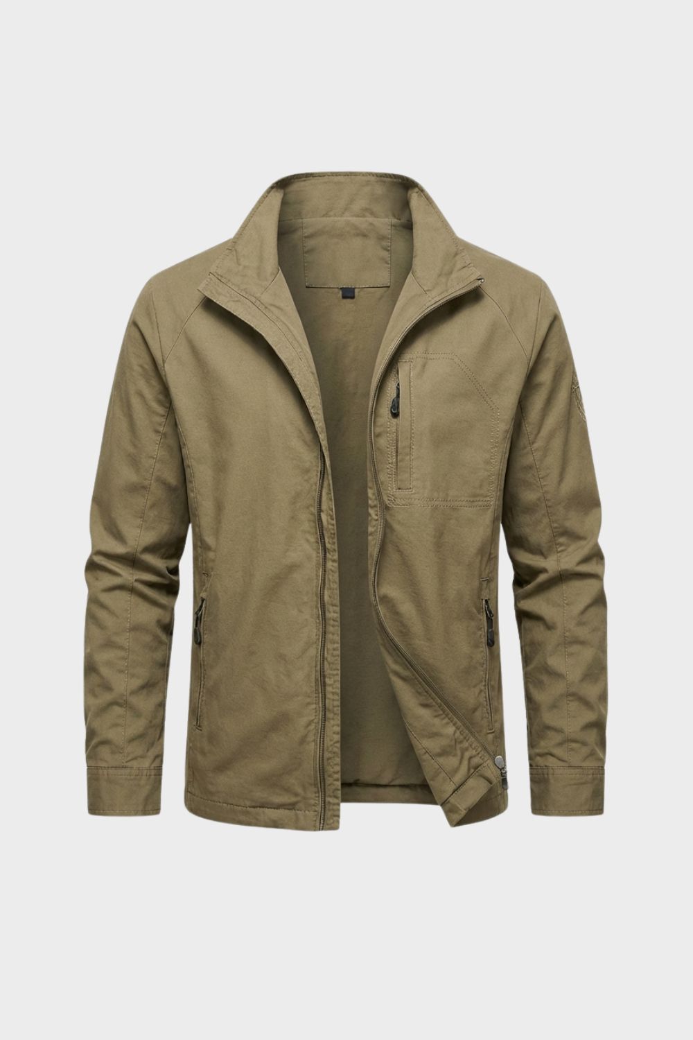 Men's Jacket with Zip and Stand-up Collar