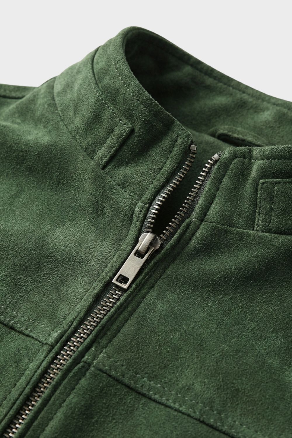 Men's Suede Leather Jacket with Zip