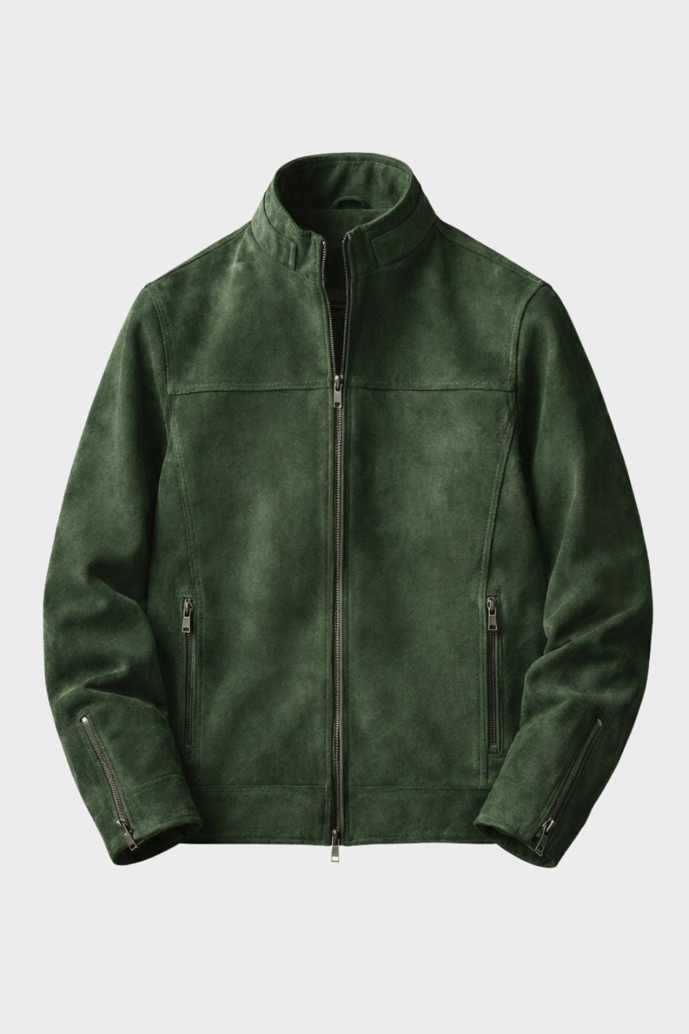 Men's Suede Leather Jacket with Zip