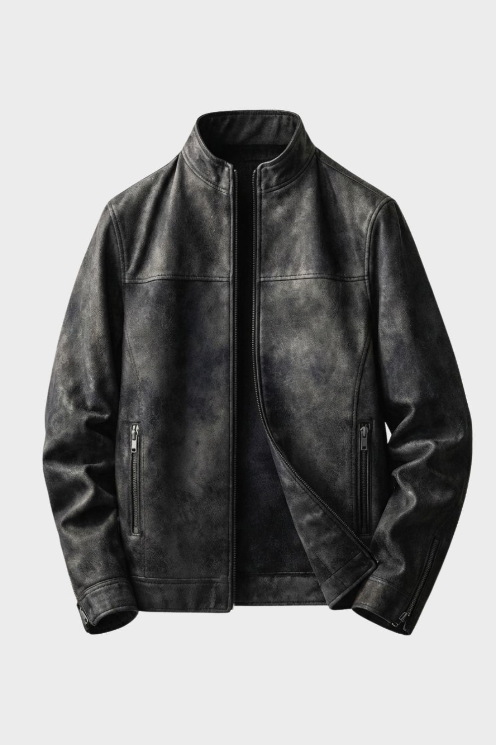 Men's Suede Leather Jacket with Zip