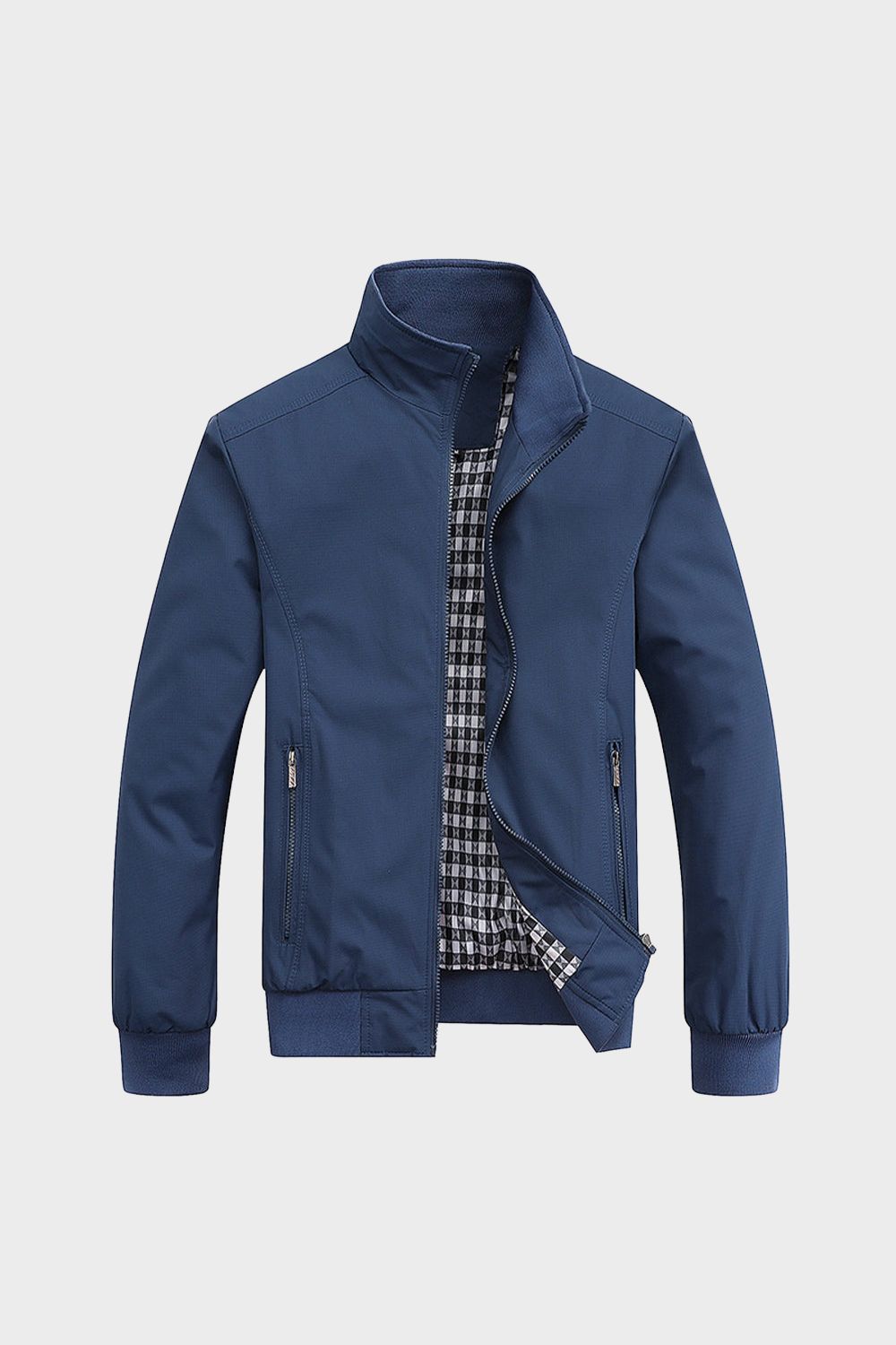 Men's Jacket with Stand-Up Collar and Zip